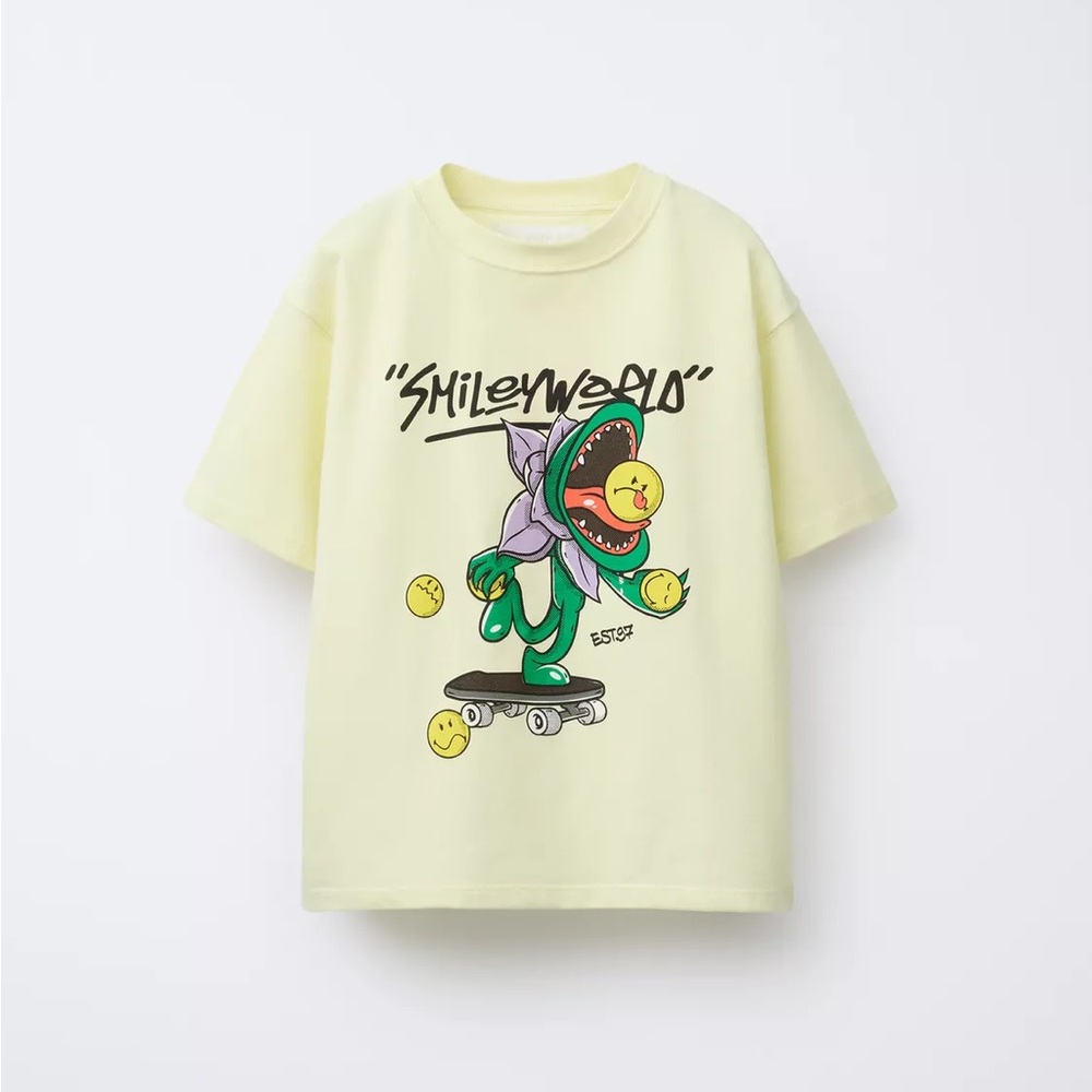 NWT Zara Kids Smiley World Yellow Graphic T-Shirt